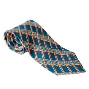 Vintage Dunhill Silk Argyle Striped Tie Luxury Wedding Preppy Business Corporate